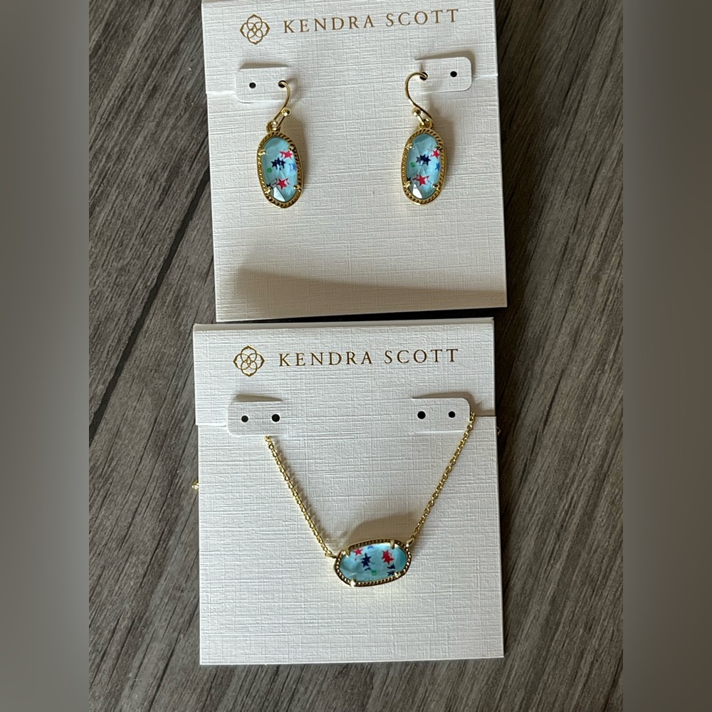 Kendra Scott patriotic 4th of July necklace brand new red white & blue stars